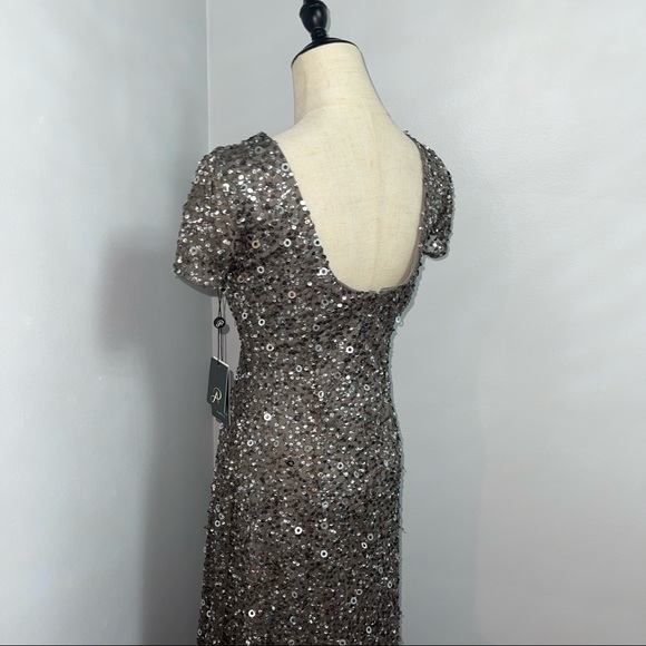 # Adrianna Papell Sequined & Embellished Scoop Back Long Dress - Picture 12 of 17